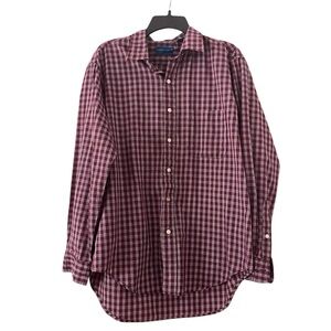 Towncraft Men’s Large Burgundy Plaid Button Down Shirt